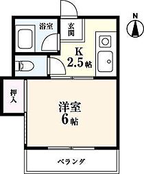 コーポ城南1 1Kの間取図画像