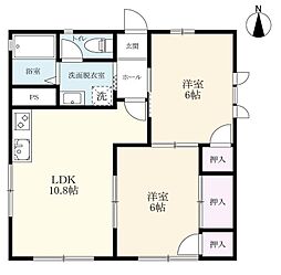 エトワール中折A 2LDKの間取図画像