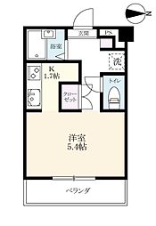 ジュネス本庄 2階1Kの間取り