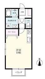 夢咲アパート ワンルームの間取図画像