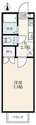 タグチハイツ 1Kの間取図画像