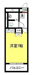 野々市パリエ ワンルームの間取図画像