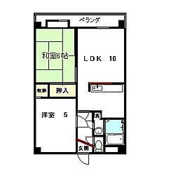 ピュアライフ観音堂 2LDKの間取図画像
