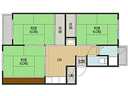 高倉第一コーポB棟 3DKの間取図画像