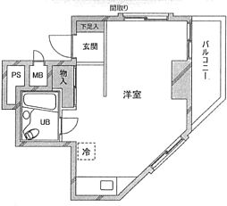 メゾン阿波座 ワンルームの間取図画像