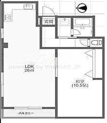 メトロハイツ今里 1LDKの間取図画像