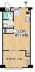シャルマンコーポ野江1期 1LDKの間取図画像
