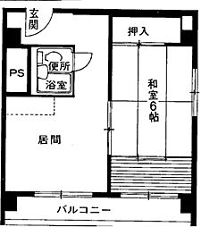 日研ビル 1Kの間取図画像