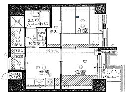 ライオンズマンション東本町第3 2DKの間取図画像