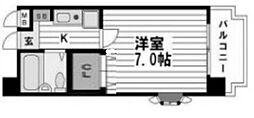セレッソコート大阪城前 1Kの間取図画像