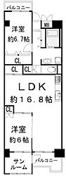 南港ガーデンハイツ24棟 2LDKの間取図画像