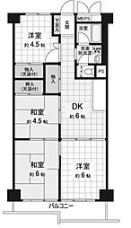 内代コーポ 4DKの間取図画像