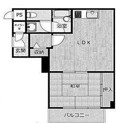 朝日プラザ新大阪 1Kの間取図画像