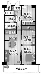 ユニハイム千船1号棟 3LDKの間取図画像