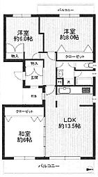 リバーサイドともぶち第1住宅35号棟 3LDKの間取図画像