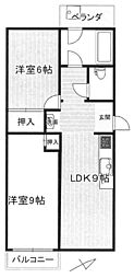 天保山第二コーポA棟 2LDKの間取図画像