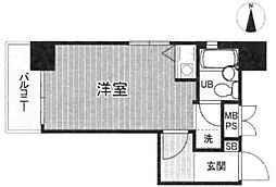 ライオンズマンション上町 ワンルームの間取図画像