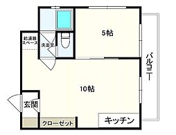 和光ハイマート上町 1LDKの間取図画像