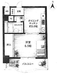 プラザ末吉橋 1DKの間取図画像