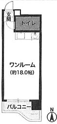 ローラン南森町 ワンルームの間取図画像