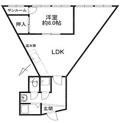 新大阪第一ダイヤモンドマンション 1LDKの間取図画像
