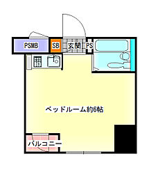 朝日プラザ長堀東パサージュ ワンルームの間取図画像