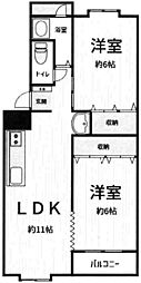 深江橋コーポB棟 2LDKの間取図画像