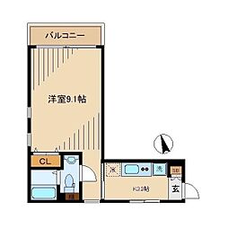 東京メトロ丸ノ内線 東高円寺駅 徒歩5分の賃貸マンション 2階1Kの間取り