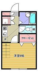 グリーンハウス弥栄 1Kの間取図画像