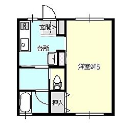 きゃろっとはうす 1Kの間取図画像