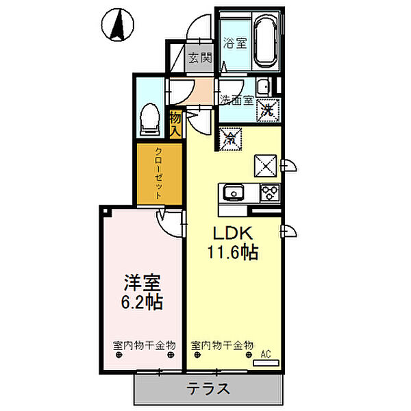 東京都三鷹市大沢2丁目(賃貸アパート1LDK・1階・42.81㎡)の写真 その4