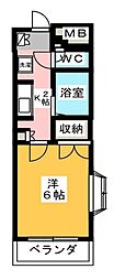 青木マンション弐番館 1Kの間取図画像
