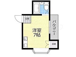 パビヨン南草津 2階ワンルームの間取り