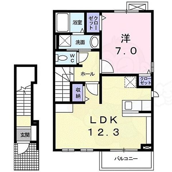 ブリーズヒル ｜滋賀県栗東市岡(賃貸アパート1LDK・2階・49.70㎡)の写真 その2