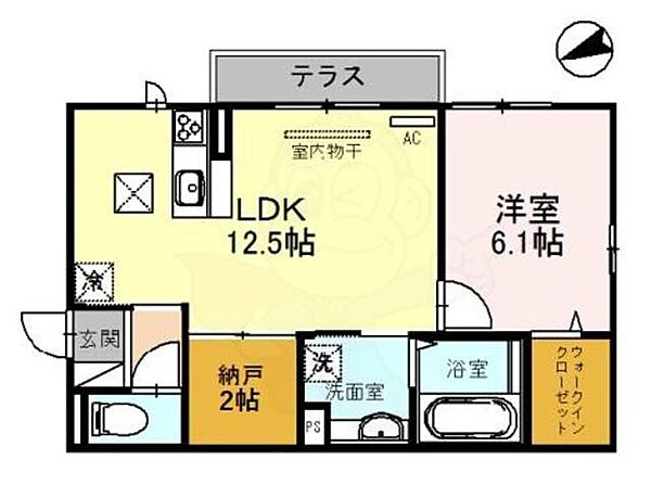 リバーハイツ2 ｜滋賀県大津市大江１丁目(賃貸アパート1SLDK・1階・47.76㎡)の写真 その2