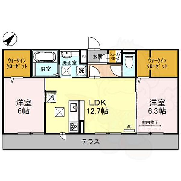 Tell me和華 ｜滋賀県大津市大萱６丁目(賃貸アパート2LDK・1階・62.53㎡)の写真 その2