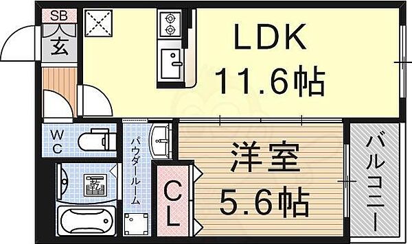 クレディ ｜滋賀県栗東市目川(賃貸マンション1LDK・1階・40.90㎡)の写真 その2