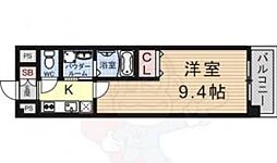 フォーシーズン南草津 1階1Kの間取り