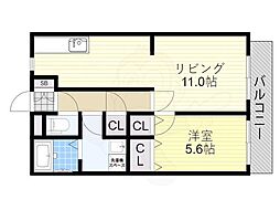 ベルヴィ栗東 4階1LDKの間取り