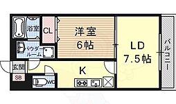 グリーンパル 1階1LDKの間取り