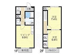 ミラージュ 1階2LDKの間取り