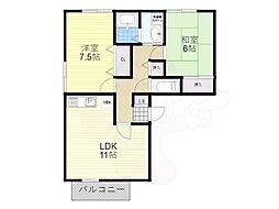 Thick Forest A棟 2階2LDKの間取り