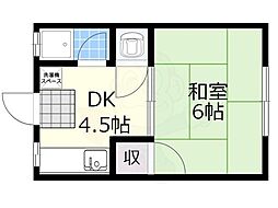 ハイツ春 2階1DKの間取り