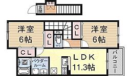 プレッソ メゾン 2 2階2LDKの間取り
