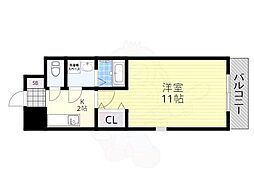 クエスト西大路 3階1Kの間取り