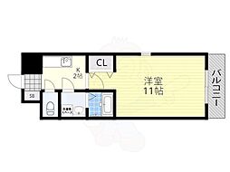 クエスト西大路 2階1Kの間取り