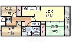 JR東海道・山陽本線 草津駅 徒歩14分の賃貸マンション 2階3LDKの間取り