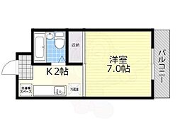 プラザ上笠 1Kの間取図画像