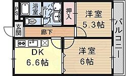 第5サンライフ瀬田 2LDKの間取図画像