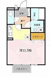 モナリエコート2 ワンルームの間取図画像